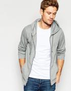 Esprit Zip Hoody With Contrast Tie String - Gray