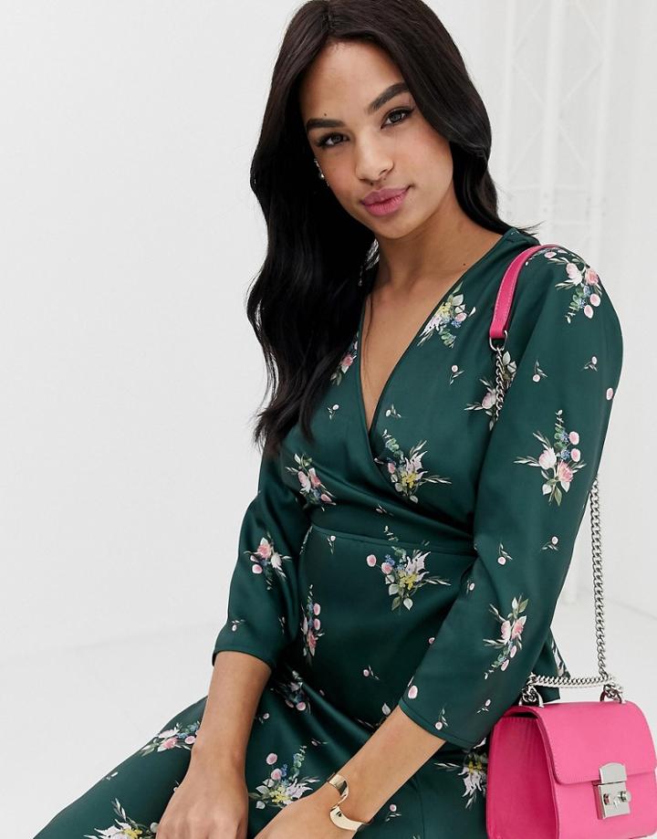 Ted Baker Aleexx Wrap Top In Flourish Print - Green