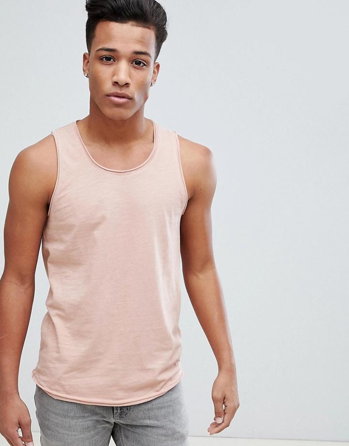 Solid Tank With Raw Edge - Pink