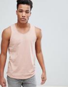 Solid Tank With Raw Edge - Pink