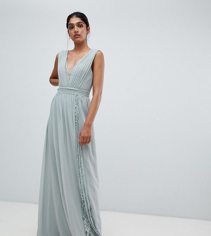 Little Mistress Tall Maxi Dress With Lace Inserts-green