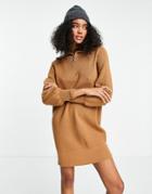 Y.a.s Zip Front Knitted Dress In Brown