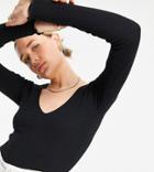 Asos Design Tall V-neck Top With Lettuce Edges In Black
