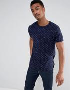 D-struct Geo Print T-shirt With Pocket - Navy