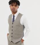 Heart & Dagger Slim Suit Vest In Wool-stone