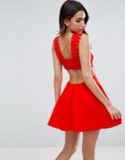 Asos Beach Sundress With Trim Detail And Cut Out Back - Red