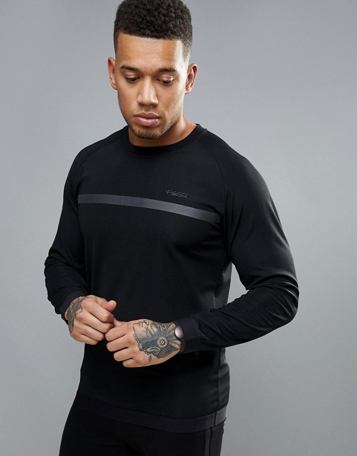 Jack & Jones Tech Sweatshirt With Printed Stripe - Black