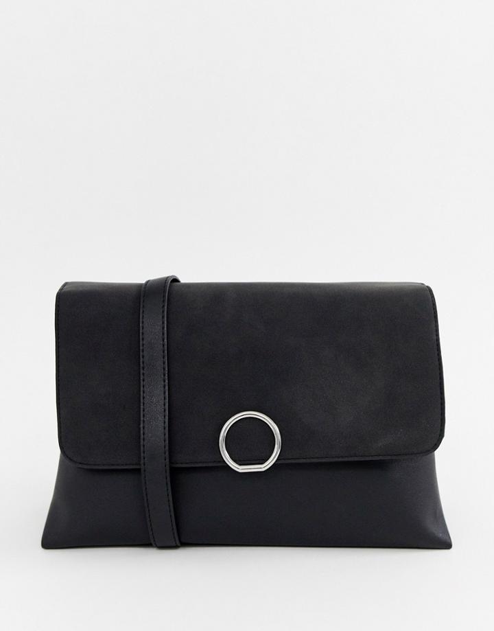 Pieces Faedra Suede Flap Cross Body Bag - Black