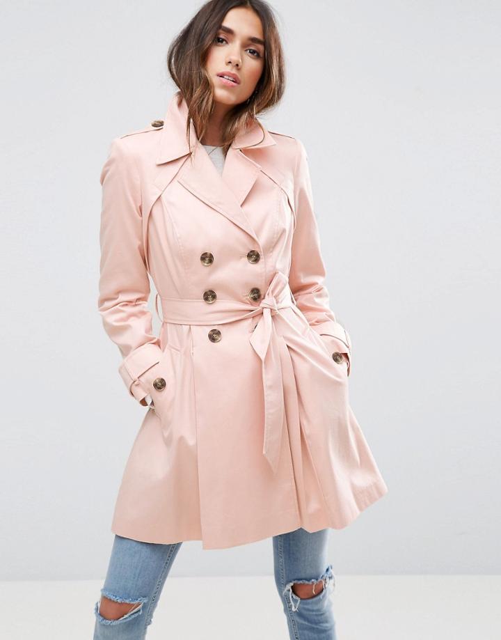 Asos Skater Trench Coat - Pink