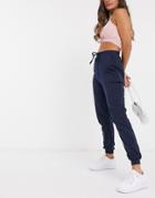 Asos Design Basic Slim Sweatpants In Navy-blue