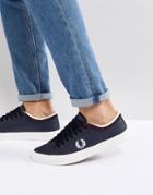 Fred Perry Kendrick Tipped Cuff Leather Sneakers In Navy - Navy