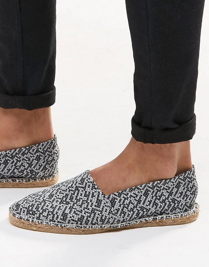 Asos Espadrilles In Black And White Print - Black