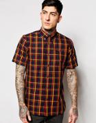 Fred Perry Shirt With Bold Gingham Check Shirt Sleeves - Black
