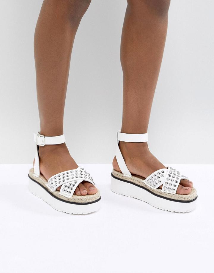 Asos Design Tristen Studded Flatforms - White