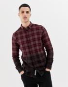 Only & Sons Slim Fit Dip Dyed Check Shirt - Red