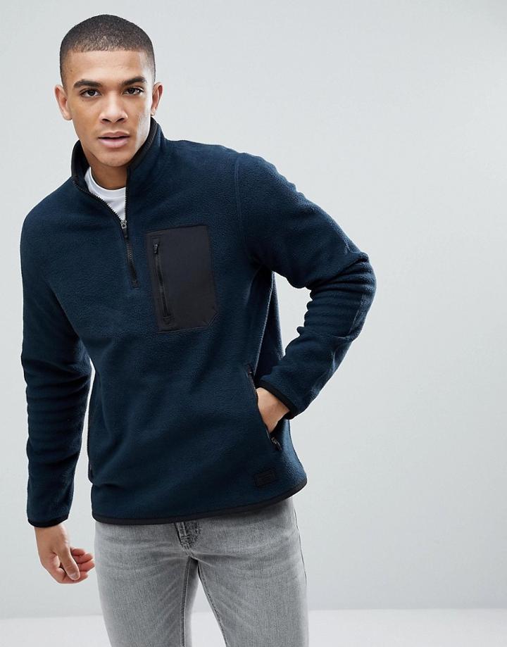 Abercrombie & Fitch Black Label Sports 1/4 Zip Trail Fleece In Navy - Navy