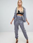 Prettylittlething Shell Suit Cuffed Jogger In Gray - Gray