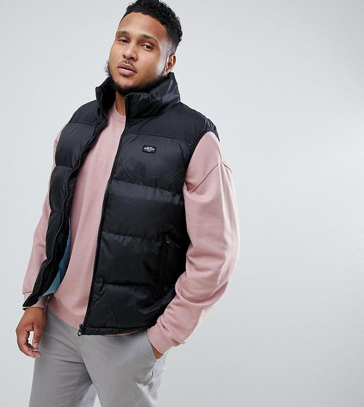Schott Nylon Puffer Vest In Black - Black