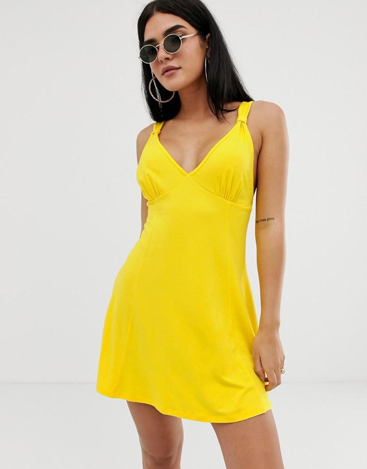 Asos Design Seamed Mini Swing Sundress - Yellow