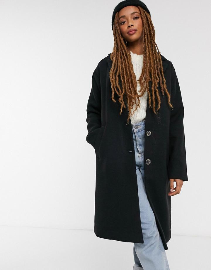 Pieces Alice Wool Blend Coat In Black