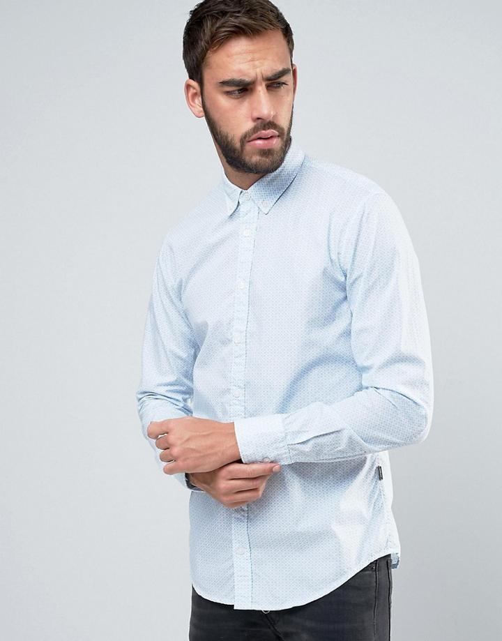 Boss Orange By Hugo Boss Geometric Print Slim Fit Shirt - White