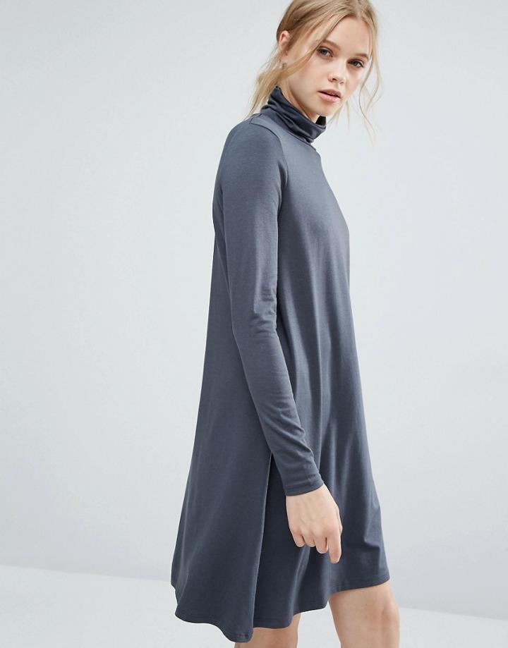 Vila Roll Neck Dress - Gray