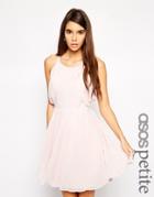 Asos Petite Exclusive Drape Detail Pleated Skirt Dress - Pink