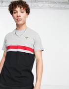 Voi Panel Stripe T-shirt In Gray Black And Red-multi