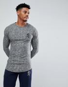 Gym King Muscle Long Sleeve T-shirt In Gray Rib - Gray