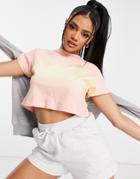 In The Style Tie Dye Cropped T-shirt In Coral-orange