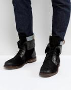 Steve Madden Turntup Suede Warm Boots In Black - Black