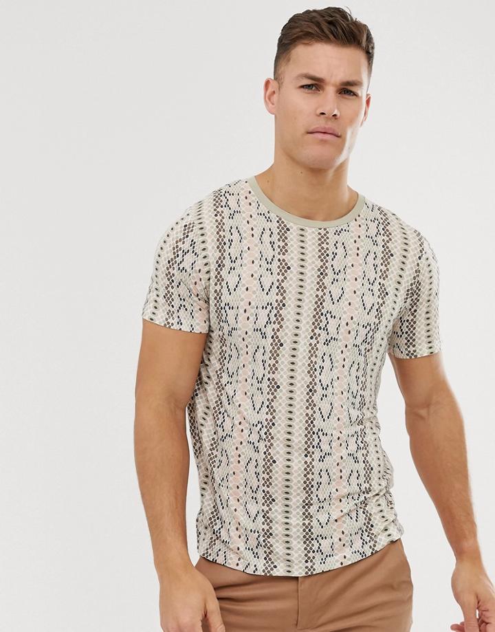Jack & Jones Premium Printed T-shirt In Pink - Pink