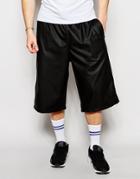Asos Drop Crotch Shorts In Faux Leather - Black