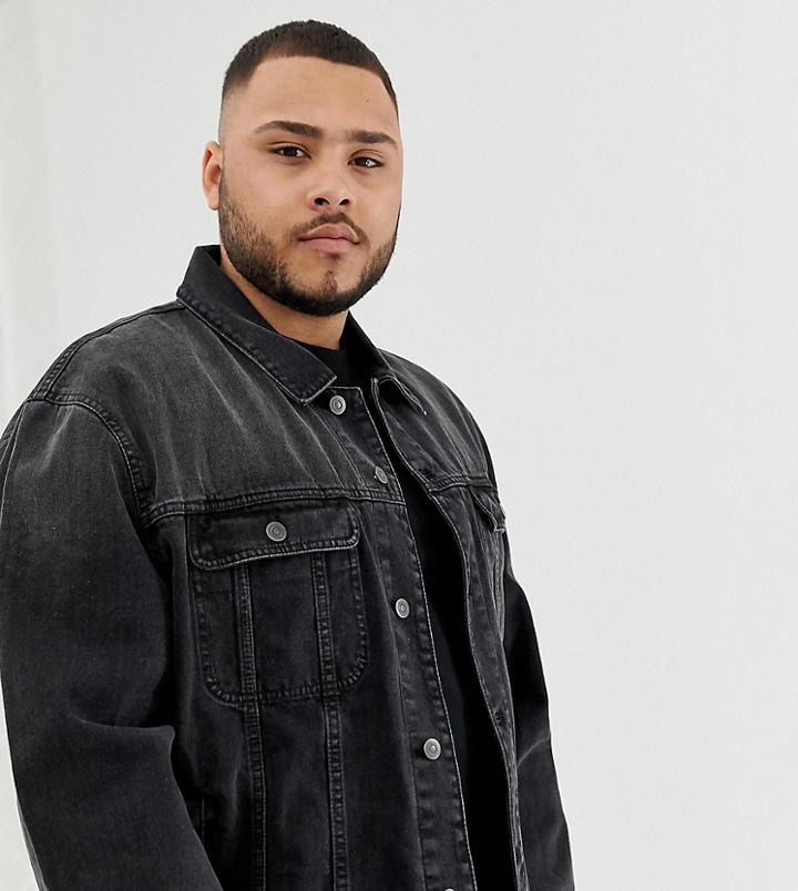 Asos Design Plus Washed Black Oversized Jacket