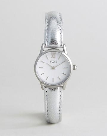 Cluse Silver Metallic Vedette Leather Watch - Silver