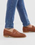 Office Leyton Woven Loafers In Tan Leather - Tan