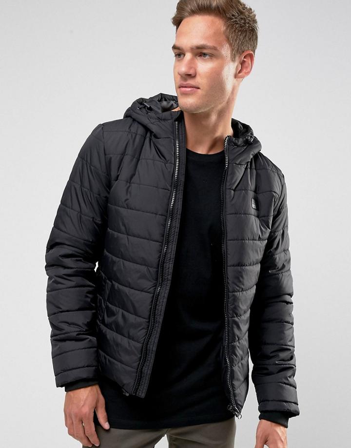 Blend Hooded Quilted Jacket - Black