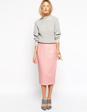 Asos Pencil Skirt In Texture - Blush