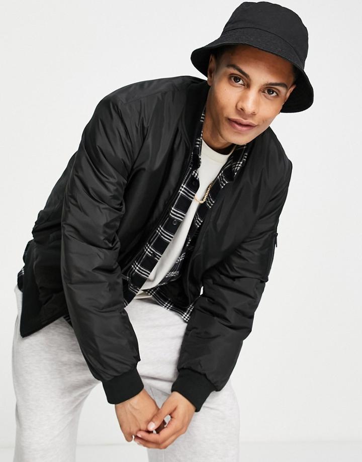 New Look Padded Bomber Jacket In Black