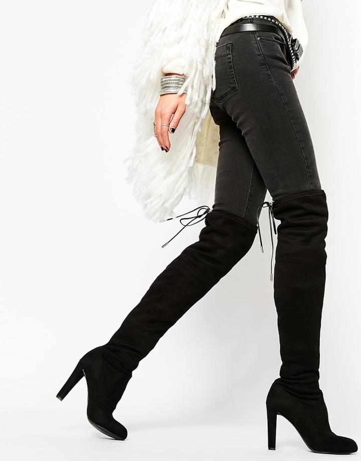 Carvela Sammy Black Heeled Over The Knee Boots - Black