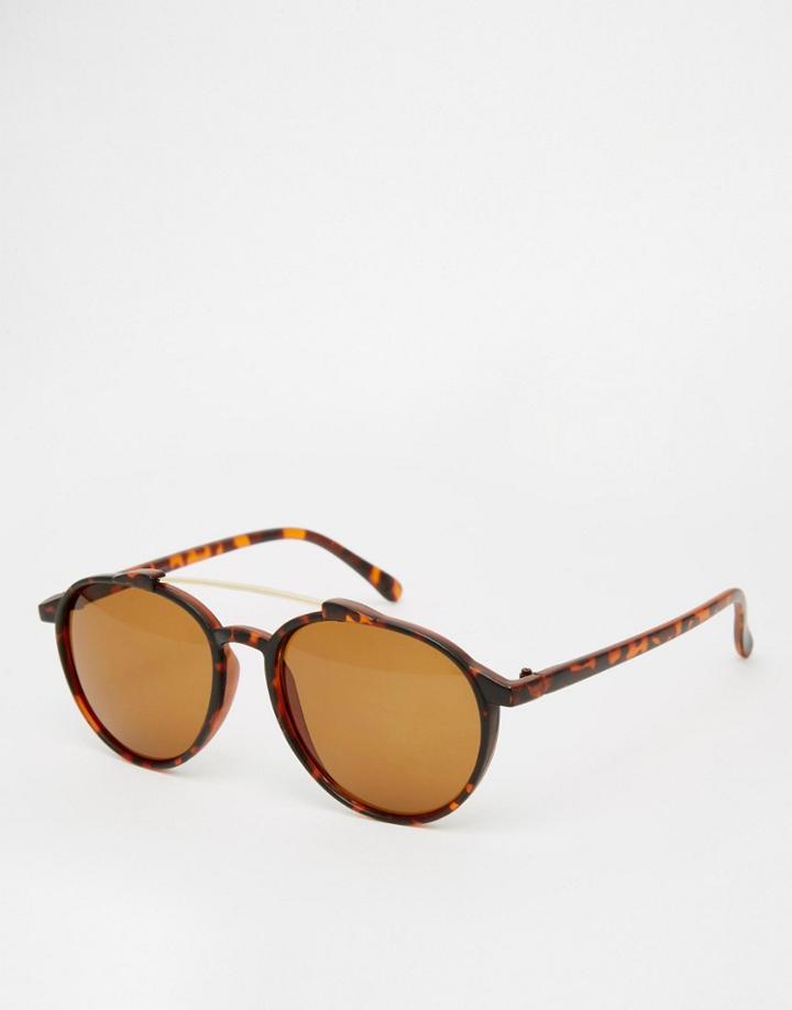 Asos Aviators In Tort With Metal Brown Bar - Tort