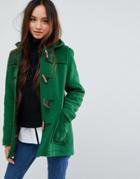 Gloverall Fitted Pannelled Wool Blend Duffle Coat - Green