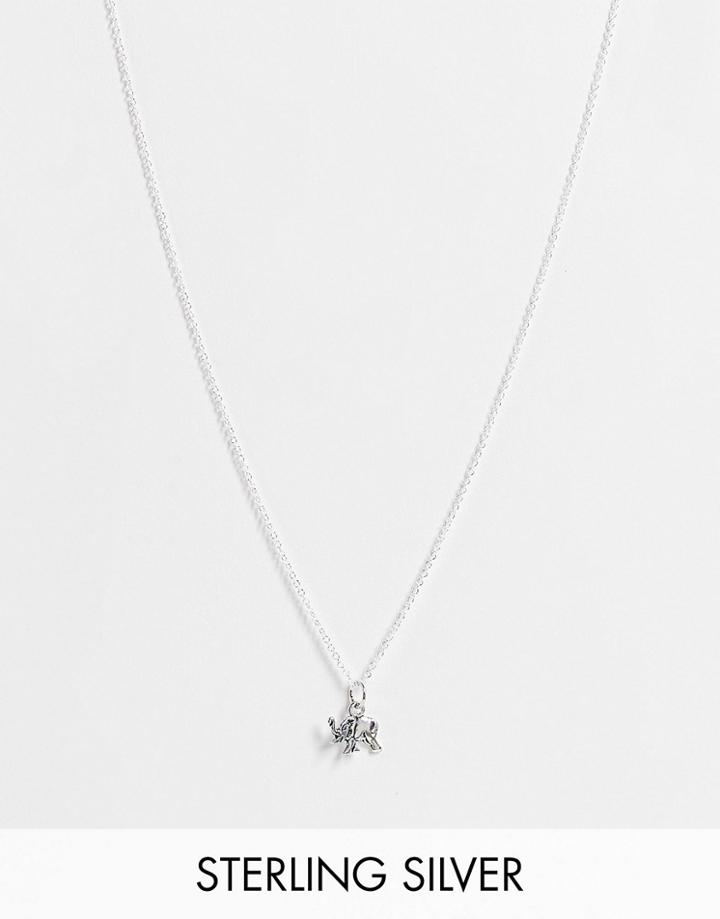 Kingsley Ryan Elephant Necklace On Bobble Chain In Sterling Silver