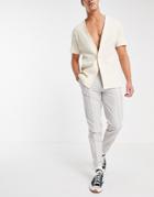 Asos Design Smart Slim Linen Sweat-style Pants With Candy Stripe In Blue - Part Of A Set-neutral