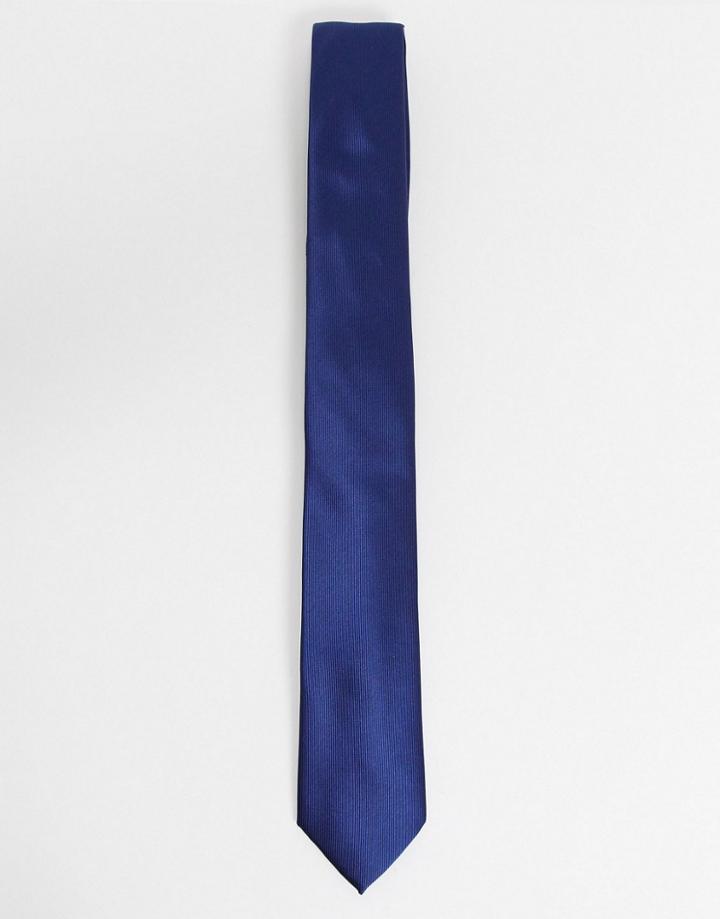 Gianni Feraud Plain Satin Tie In Navy