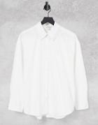 Monki Meja Oversized Shirt With Collar Detail In Whites