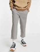 Vintage Supply Casual Woven Check Pants In Brown