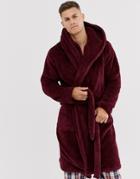 Asos Design Lounge Fleece Robe In Burgundy