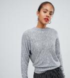 Asos Design Tall Fine Sweater With Grown On Sleeve In Melange Yarn-gray