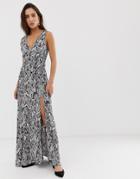 River Island Maxi Dress In Snake Print-gray